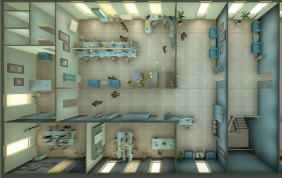Teaser image for Don't Catch It: An Interactive Virtual-Reality Environment to Learn About COVID-19 Measures Using Gamification Elements